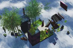 A fractured garden revealed as the four-dimensional slice turns in Miegakure.