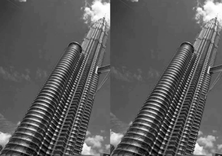 A second copy of the low-angle tower photograph used for a side-by-side comparison.