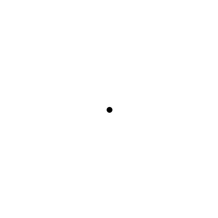 A small black fixation dot at the centre of a white field.