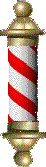 An animated barber pole with diagonal red-and-white stripes illustrating apparently continuous movement.