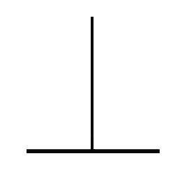 A black inverted T formed from a vertical and a horizontal line in the vertical-horizontal illusion.