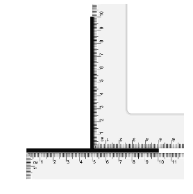 An L-shaped ruler showing horizontal and vertical scales for comparison.