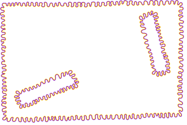 Thin purple and orange wavy outlines suggest a faintly coloured interior in the watercolour illusion.
