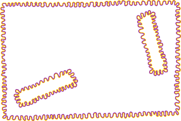 A purple-and-orange outlined frame with two inner shapes in a watercolour illusion comparison.