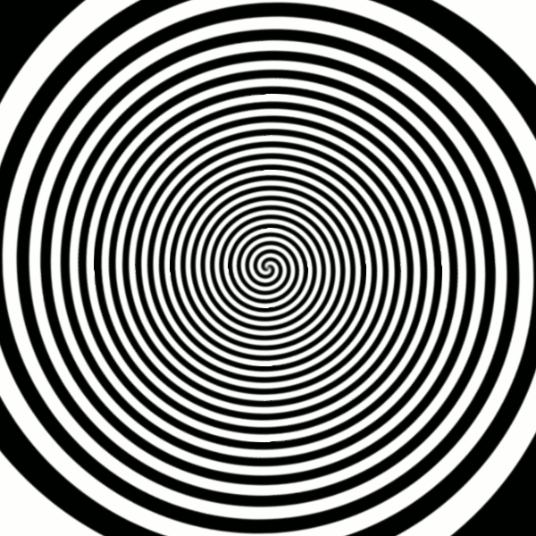 An animated black-and-white spiral used to induce a motion aftereffect.