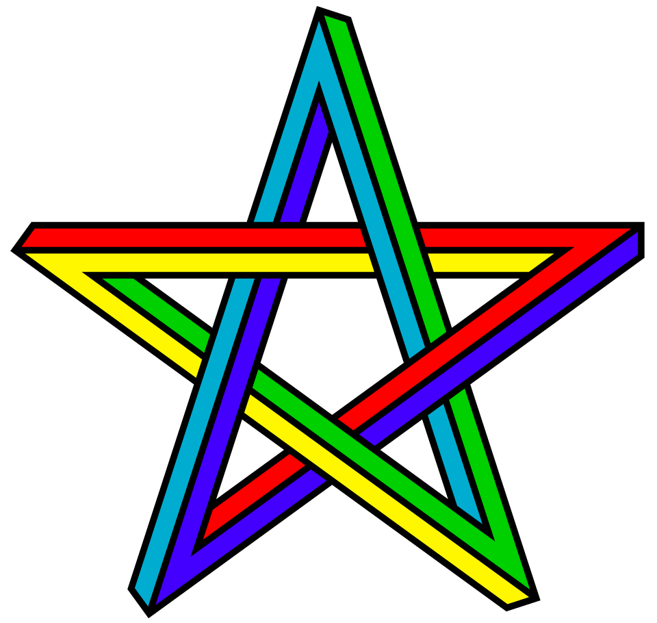 Impossible pentagram — A five-pointed star is drawn as an impossible interlaced solid.